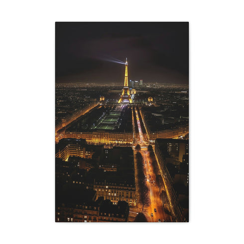 Parisian Charm Canvas Print featuring Champs-Élysées boulevard at night
