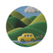 "Felted Nature Round Rug: Hills, Trees, Rivers"
