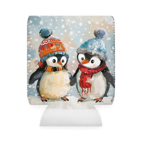 Festive Penguin Can Cooler Sleeve