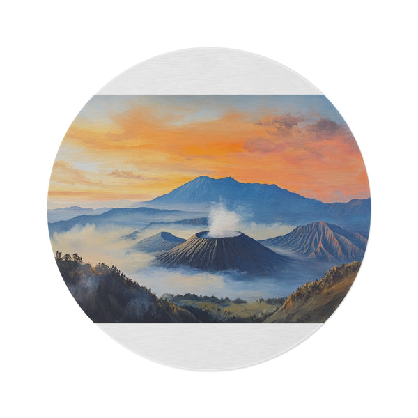 "Fiery Heart Sunrise Round Rug"