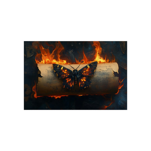 "Fiery Lava Moth on Scroll"