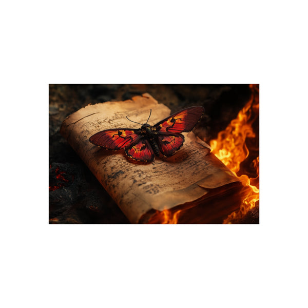 Fiery Lava Moth Resting Scroll