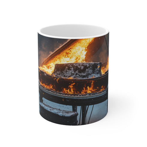Fiery Piano Snowstorm Coffee Mug