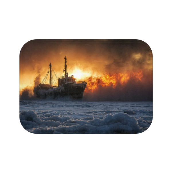 Fiery Shipwreck Bath Mat Design
