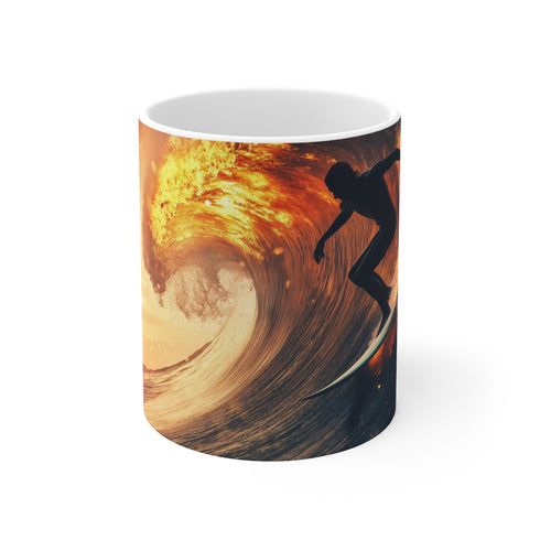 Fiery Surfing Waves Coffee Mug