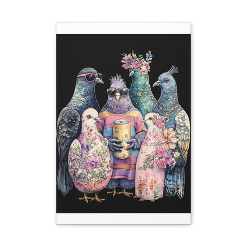 "Five Chubby Pigeons in Watercolor"