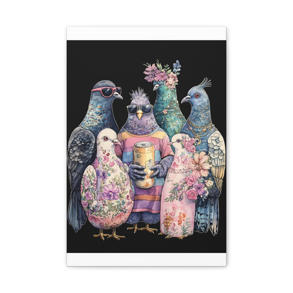 "Five Chubby Pigeons in Watercolor"