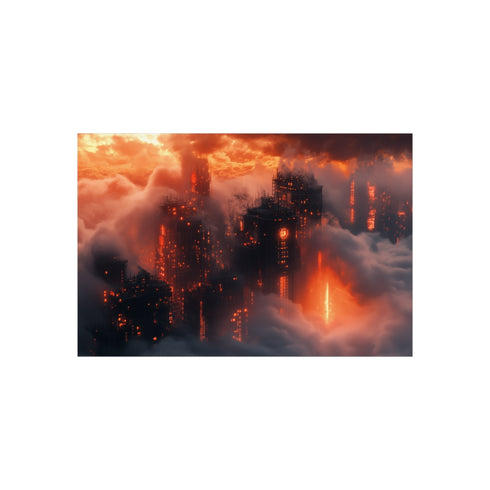 "Flaming Clouds Cyber Village Poster"