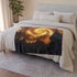 Flaming Spiral Galaxy over Lost Shrine Plush Fleece Throw Blanket