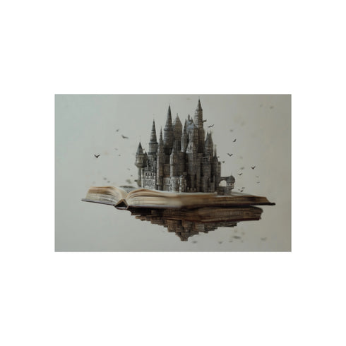 Floating Castle of Books Poster