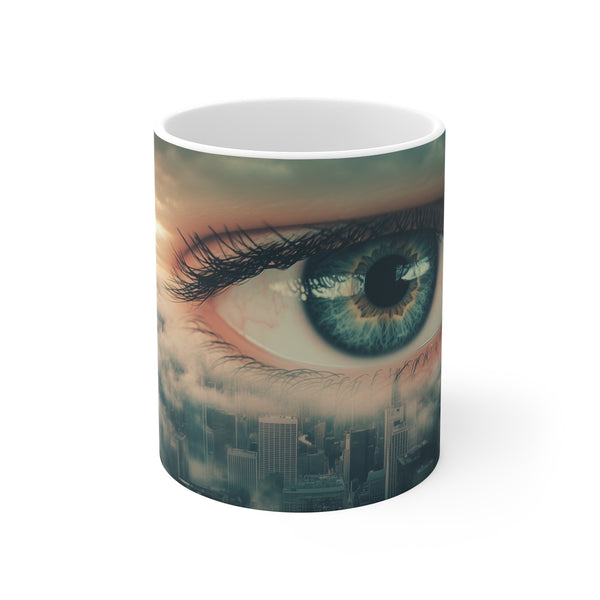 "Floating Eye Cityscape Coffee Mug"