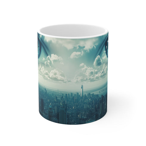 "Floating Eyes Cityscape Coffee Mug"