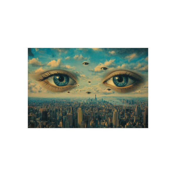 Floating Eyes Over City Skyline