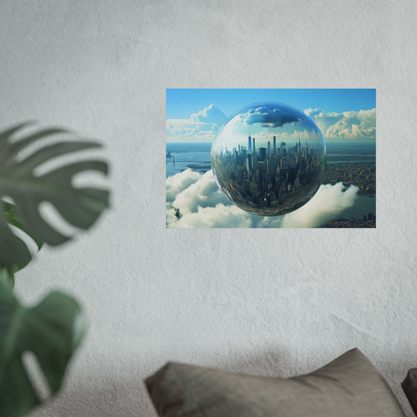 Floating Glass City Above Earth