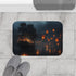 Floating Lanterns Guiding Ghost Ship — Memory Foam Bath Mat — Modern Bathroom Floor Lifestyle View