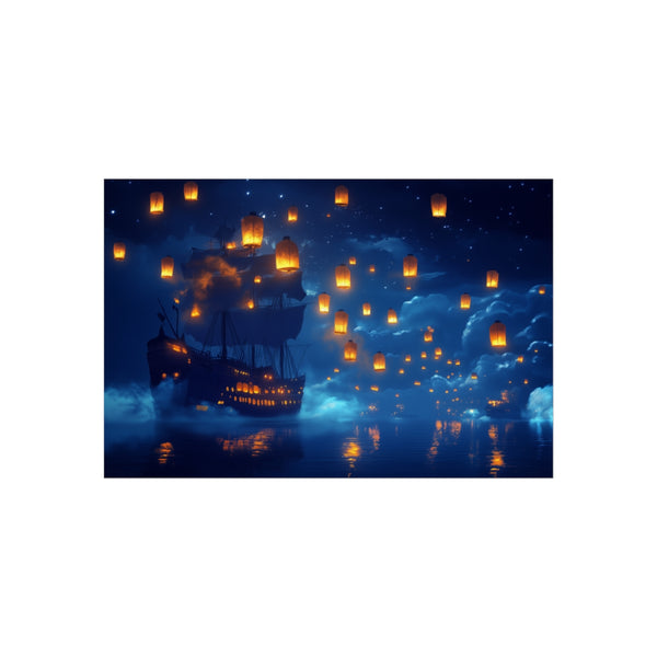 "Floating Lanterns Illuminate Ghost Ship"