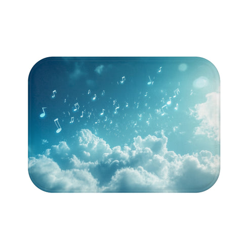 Floating Music Notes Cloud Bathmat
