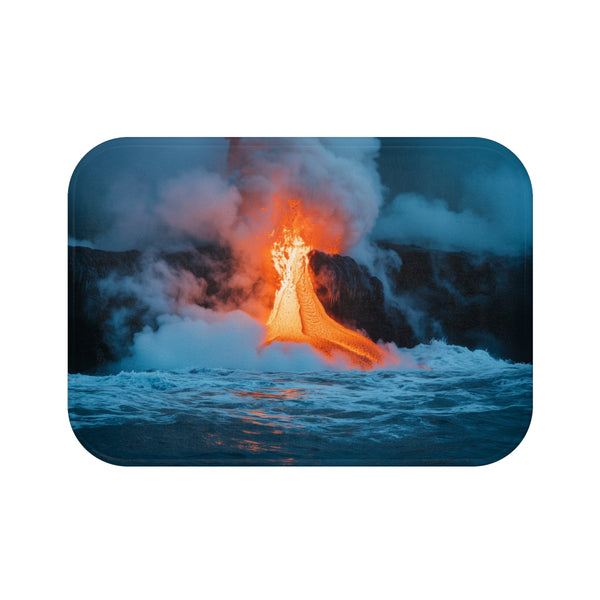 Floating volcano bath mat lava.