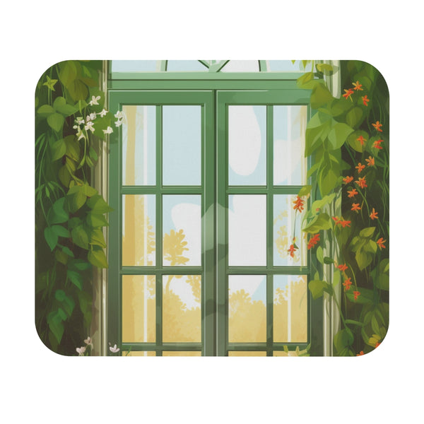 Floral Bush Window Mouse Pad