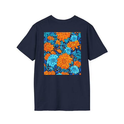 Floral Fantasy Tee: Orange & Blue