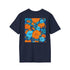 Floral Fantasy Tee: Orange & Blue