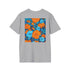 Floral Fantasy Tee: Orange & Blue