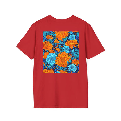 Floral Fantasy Tee: Orange & Blue