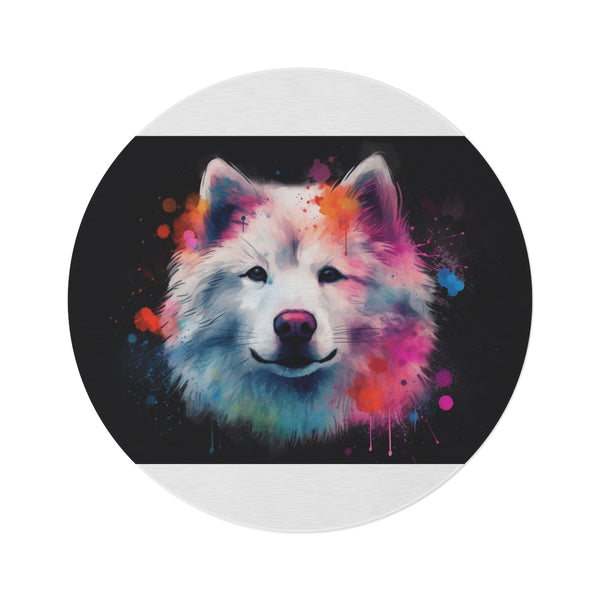 "Fluffy Samoyed Haven Circle Rug"