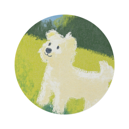 "Fluffy Westie Round Rug: Soft, Adorable, Chic"
