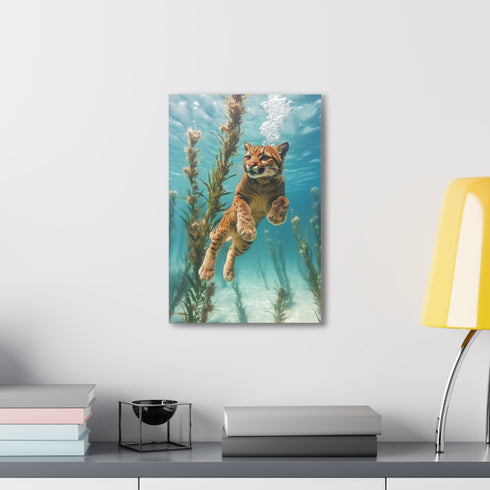 Fluid Rhythms of the Pool canvas print, serene swimming elegance.