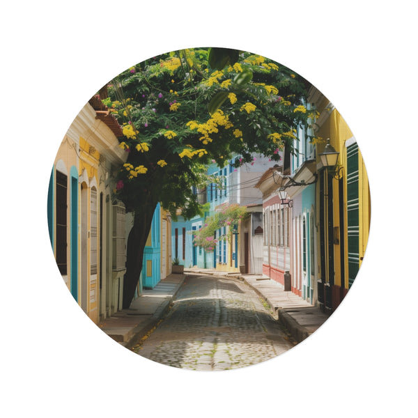 "Fortaleza Street Round Rug: Urban Chic Décor Essential"