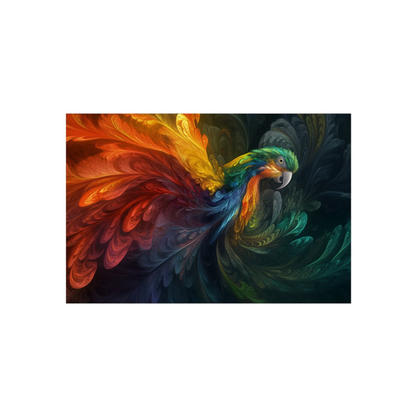 Fractal Feathered Colorful Parrot Poster