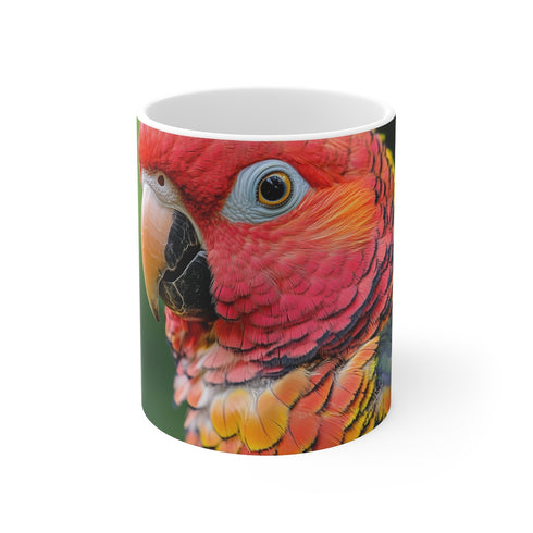 Fractal Feathers Colorful Parrot Mug