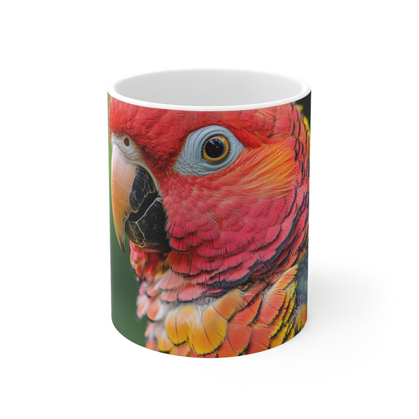 Fractal Feathers Colorful Parrot Mug