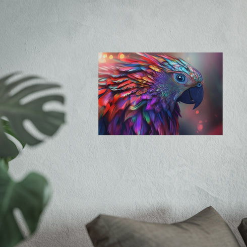 Fractal Feathers Colorful Parrot Poster