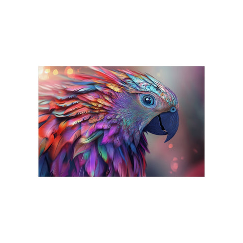 Fractal Feathers Colorful Parrot Poster