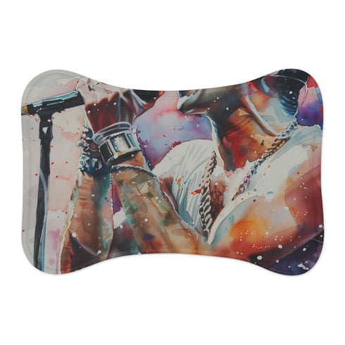 "Freddie Mercury Pet Mat: Rockin' Watercolor Design"
