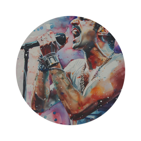 Freddie Mercury Watercolor Round Rug