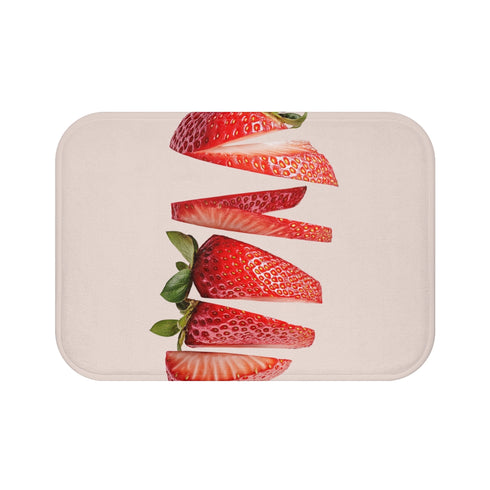 "Fresh Strawberry Slice Bath Mat"