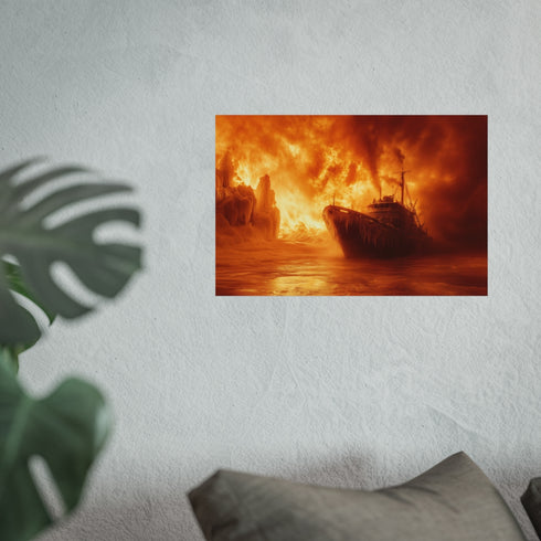 Frozen Ship Adrift Firestorm Ocean