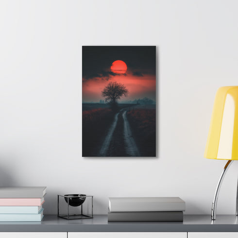 Dark and mysterious canvas featuring Fujifilm sunrise scene for home decor.