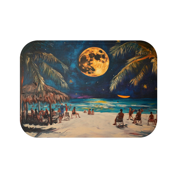 "Full Moon Beach Night Bath Mat"