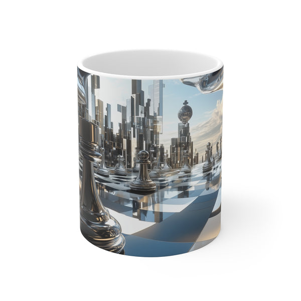 Futuristic Chessboard Coffee Mug Design