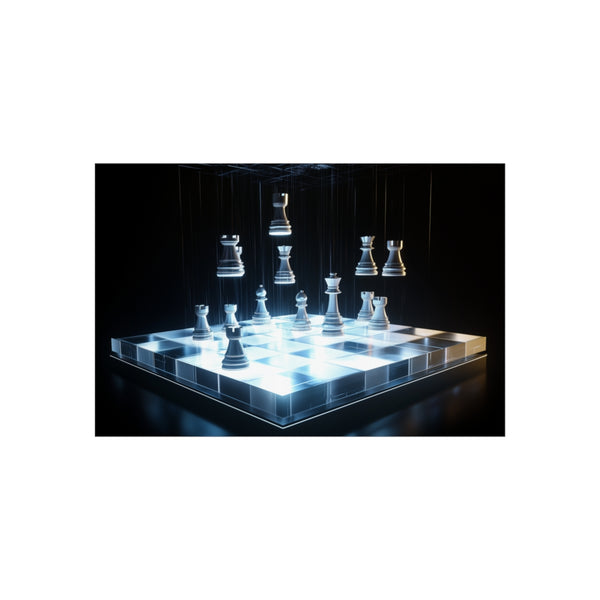 Futuristic Chessboard Featuring Hovering Pieces