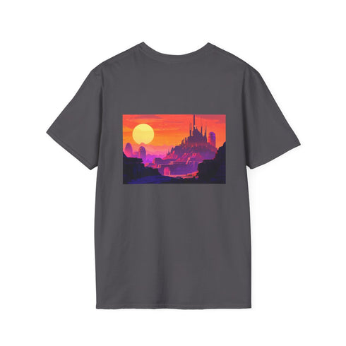 Futuristic Cityscape Sunset T-Shirt Design