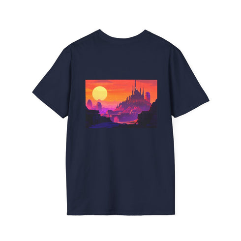 Futuristic Cityscape Sunset T-Shirt Design