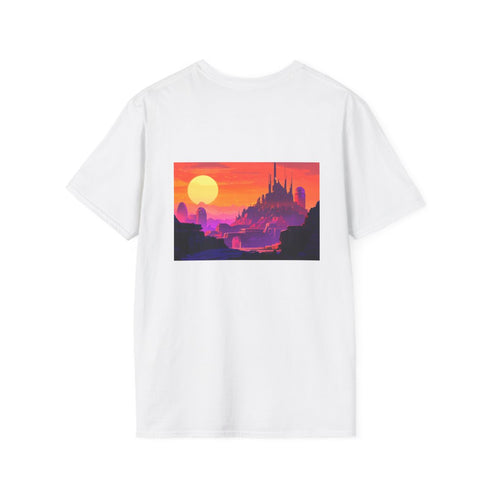 Futuristic Cityscape Sunset T-Shirt Design