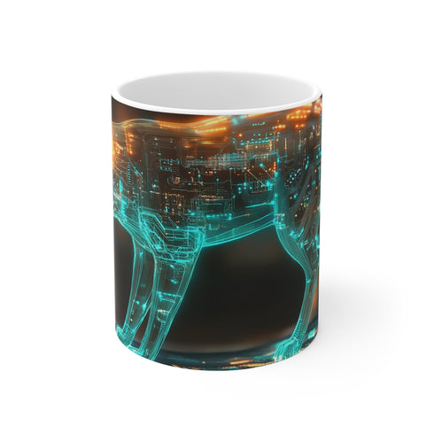Futuristic Cyber Fox Circuitry Coffee Mug