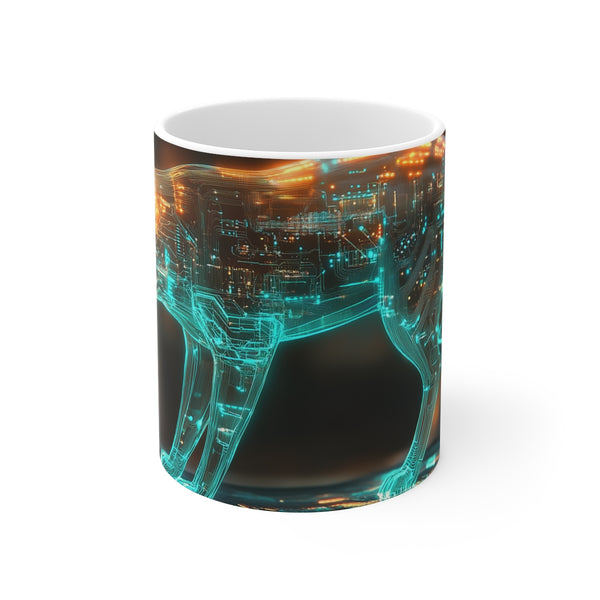 Futuristic Cyber Fox Circuitry Coffee Mug