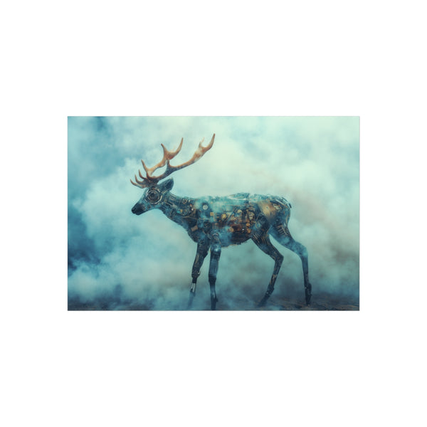Futuristic Cybernetic Deer Walking Poster